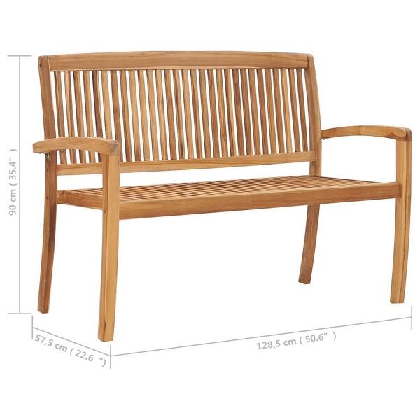 dimension image slide 1 of 2, vidaXL Stacking Patio Bench with Cushion 50.6" Solid Teak Wood