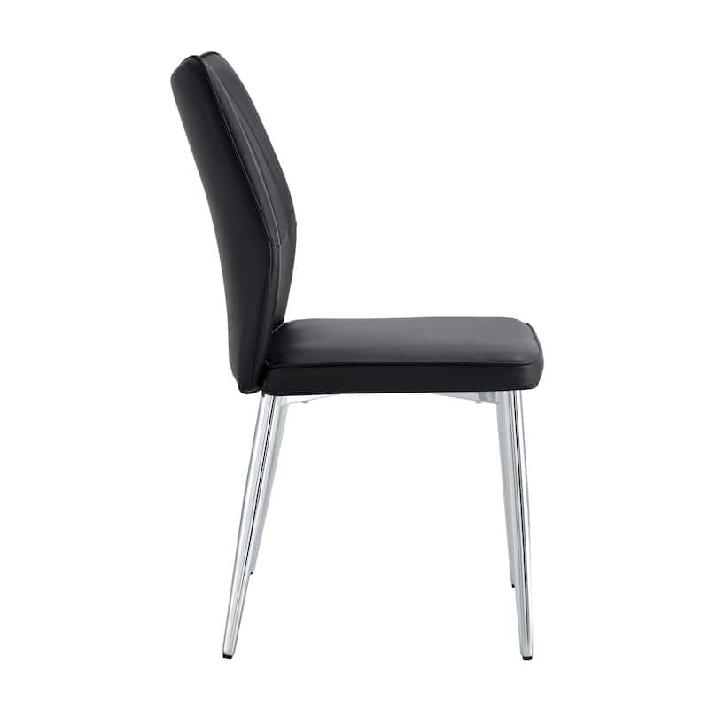 Roomfitters PU Dining Chairs with Silver Metal Legs, Mid-Century Modern Cushioned Set of 4 for Dining Room