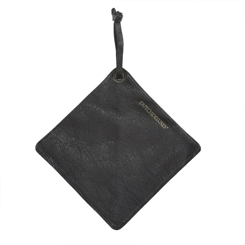 Vintage Style Square Leather Pot Holder - 7.75" - Gray