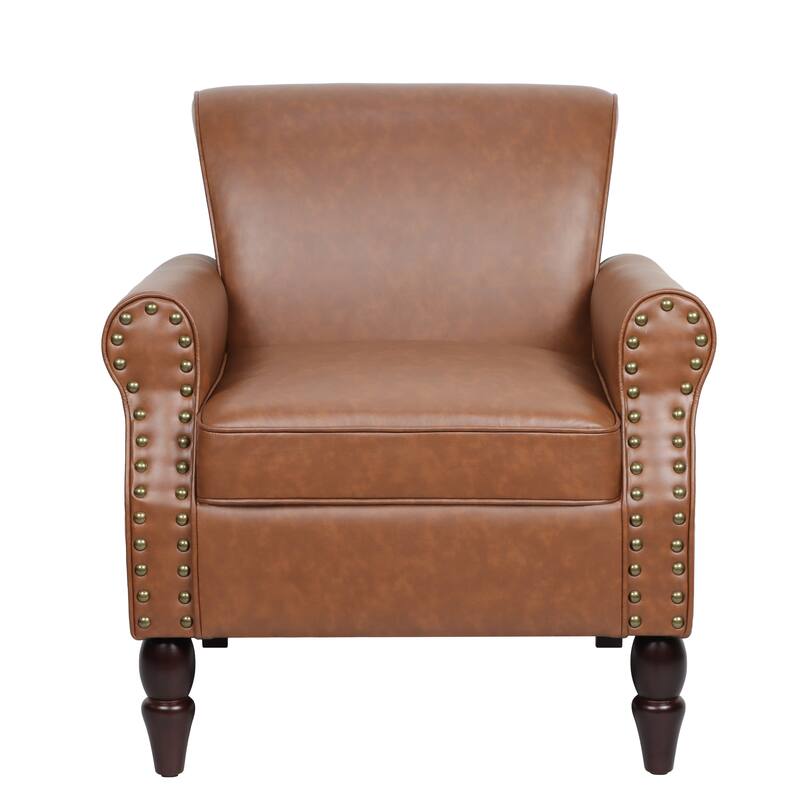 Modern Upholstered Armchair Nailhead Trim Accent Chair
