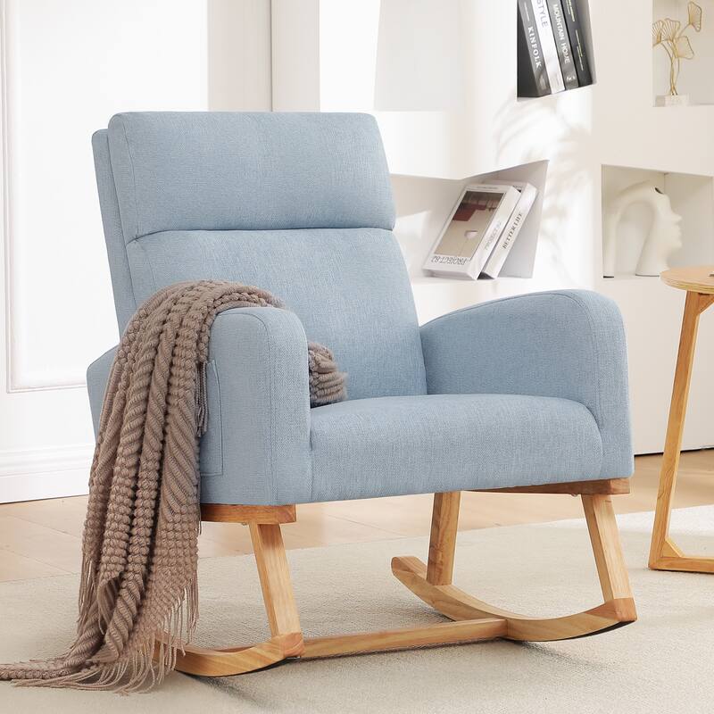 HOMYKA 28" Wide Rocking Chair for Nursery with Solid Wood Leg