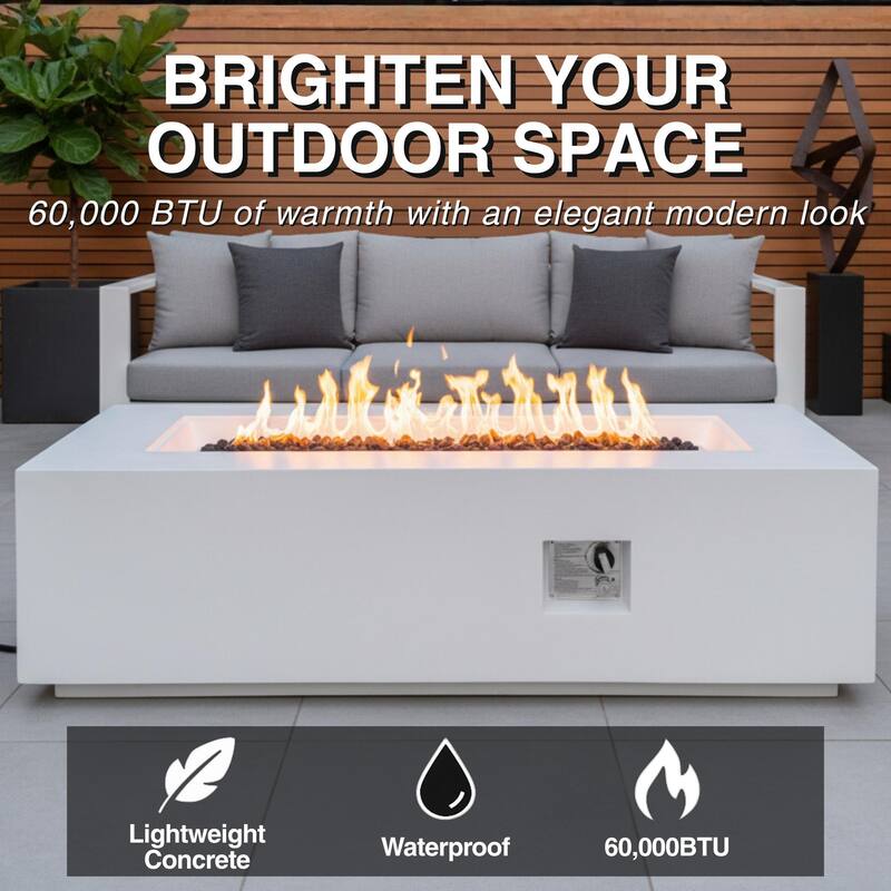 GDFStudio - 60" Outdoor Magnesium Oxide Fire Pit Table