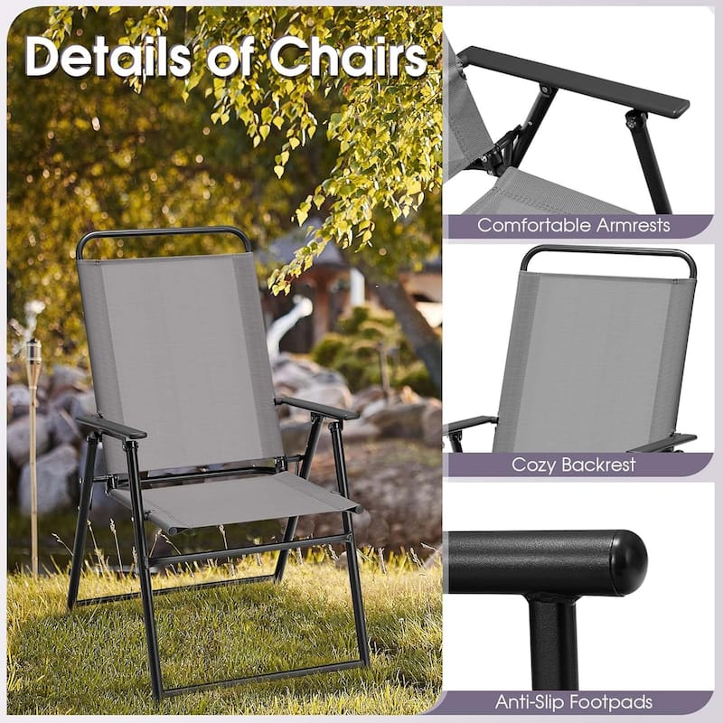Set of 2 Patio Metal Chairs Outdoor Folding Chairs w/ Metal Frame