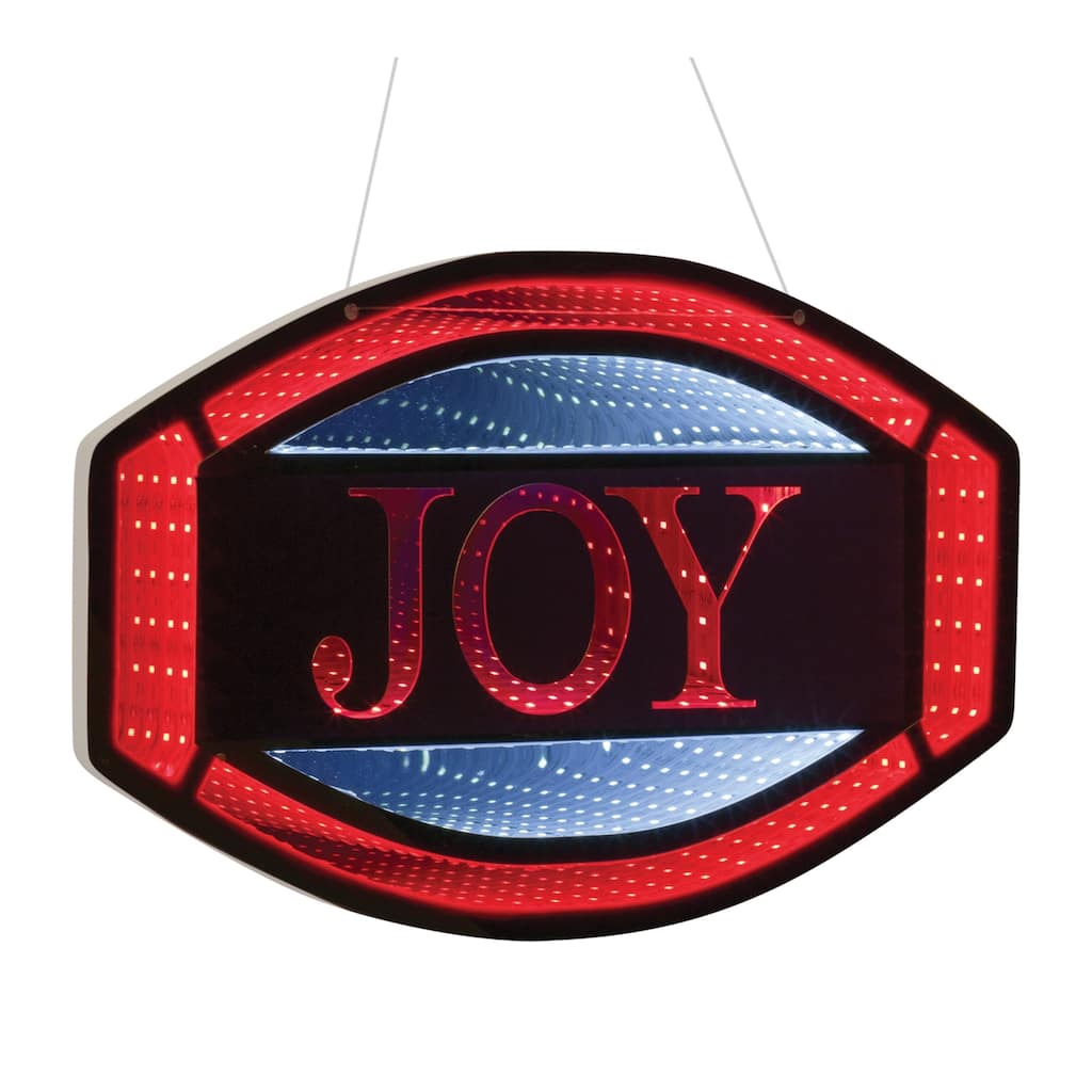 Acrylic Joy Sign with Infinity Lights 15.75 inches Holiday Decor - 9.5” x 0.5” x 15.75” (L x W x H)