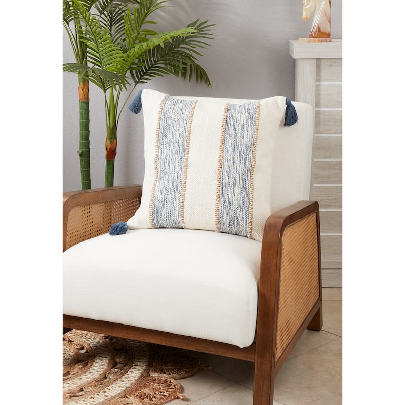 Striped Pillow With Tassel Corners Design