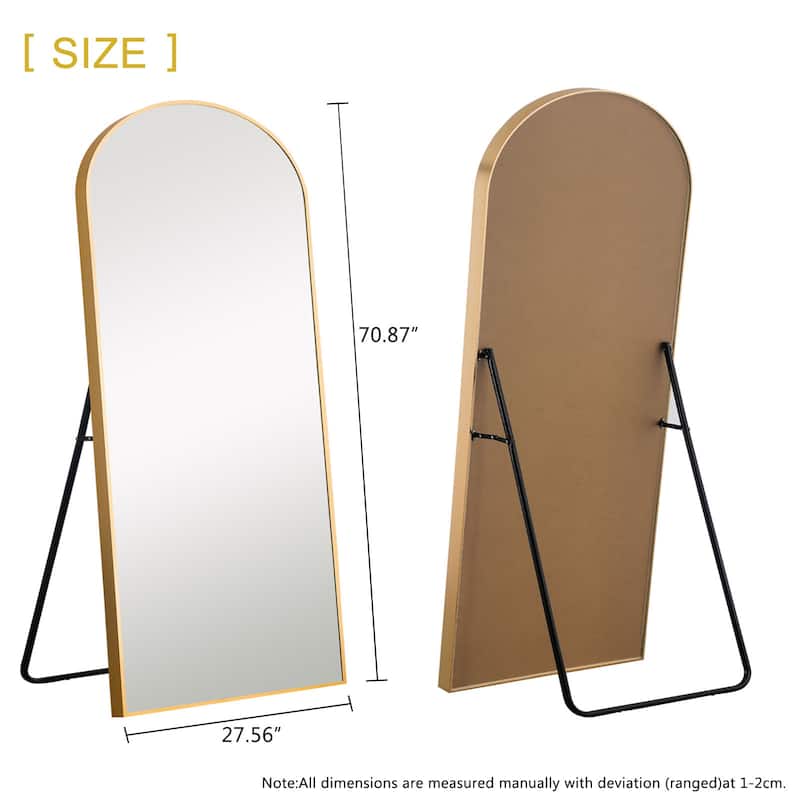 HomeRoots 71" Gold Arch Metal Framed Full Length Standing Mirror - 27.56