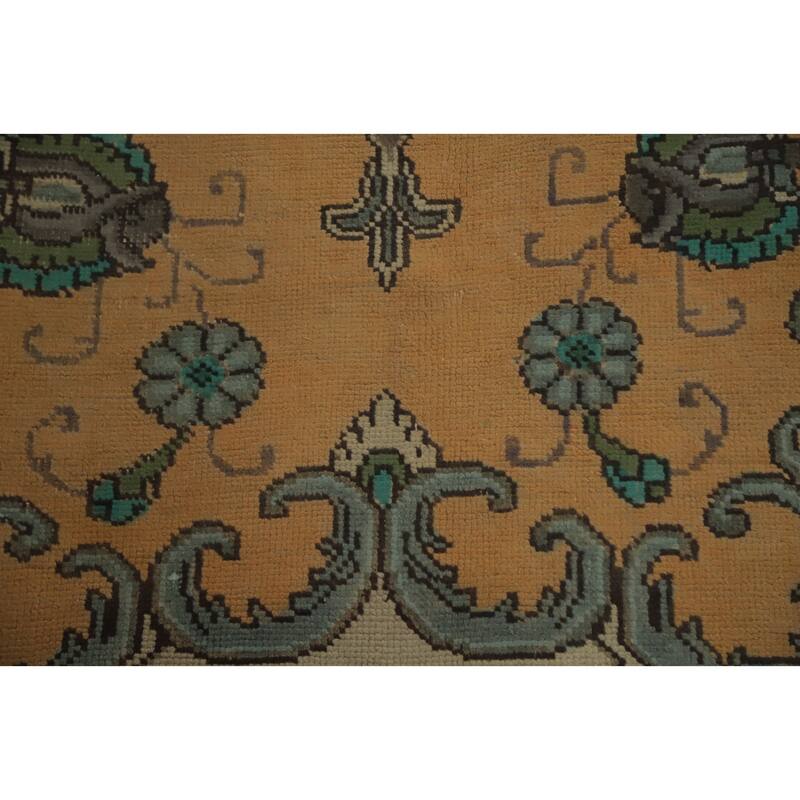 Hand Knotted Oriental 100% Wool Carpet Traditional Floral Oranges & Rust Tabriz Area Rug - 12' 10'' X 9' 9''