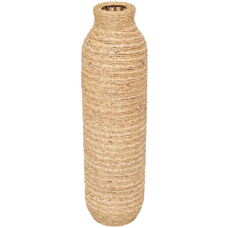 Brown Seagrass Handmade Slim Woven Tall Decorative Vase - 9"W, 32"H
