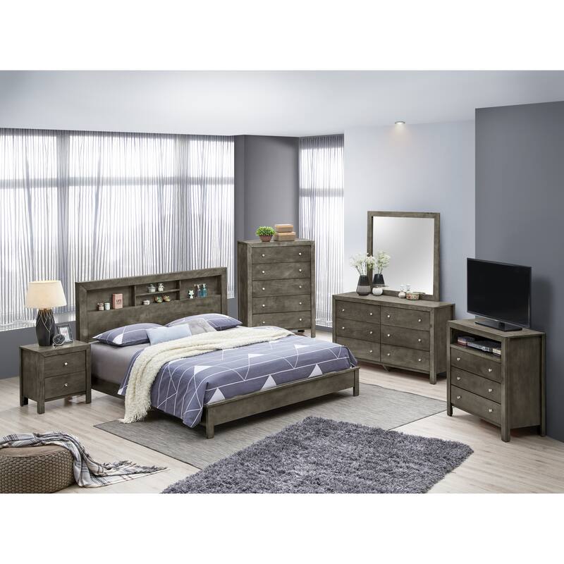 Elegant Transitional Gray Frame Bed, Durable Design for Daily Use