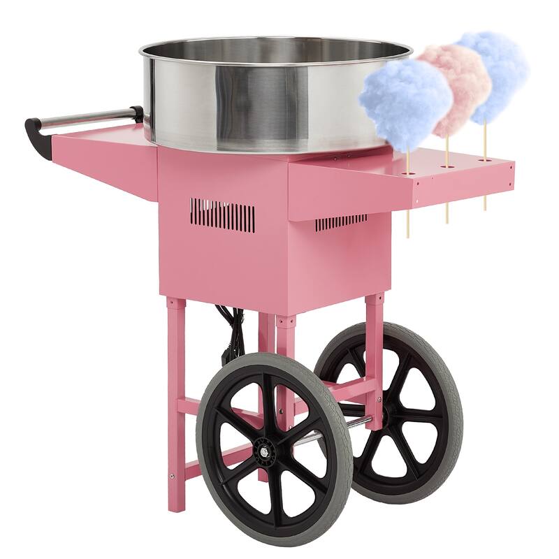 1200W Commercial Cotton Candy Machine with Cart - Pink