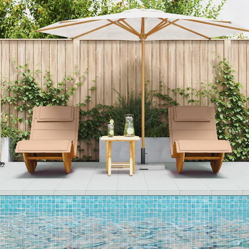vidaXL Rocking Sun Loungers with Cushions 2 pcs Solid Wood Acacia - 23.6 x 39.4 x 19.7