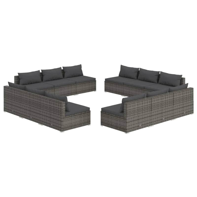 vidaXL Patio Lounge Set Outdoor Sectional Sofa Set Table Garden Poly Rattan - 27.6" x 27.6" x 23.8"