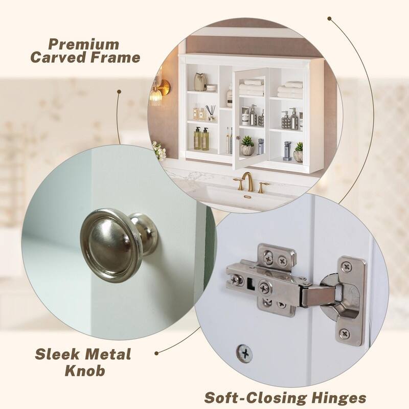 42" Wall-Mounted Bathroom Storage Cabinet with Mirror