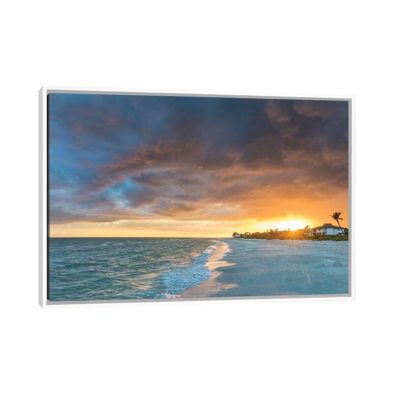 iCanvas "Sunset clouds over the Gulf of Mexico on Sanibel Island in Florida, USA" by Chuck Haney Framed Canvas Print - White - 26x40