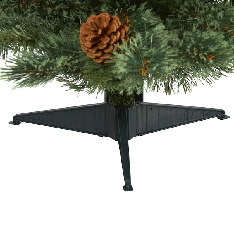 3ft. Pine Artificial Christmas Tree with 50 Clear LED Lights & Pine Cones - Petite Holiday X-Mas Accent