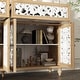 preview thumbnail 33 of 31, Rustic Carved Wood Sideboard Cabinet with Bonus Matching Wall Art Buffet Console Table