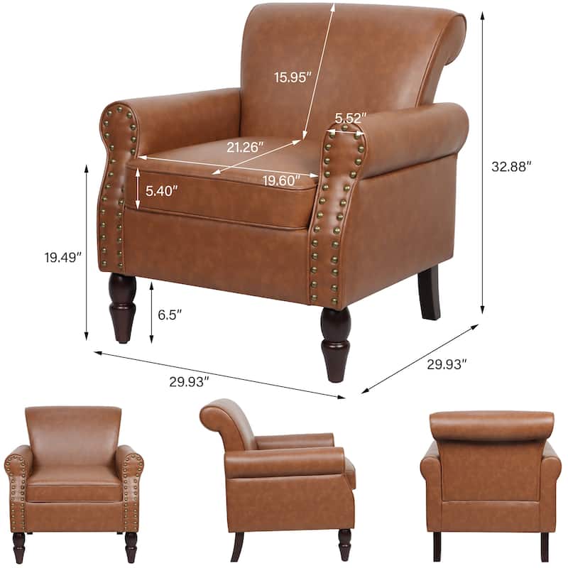 Mid-Century Modern Accent Chairs with Nailhead Trim