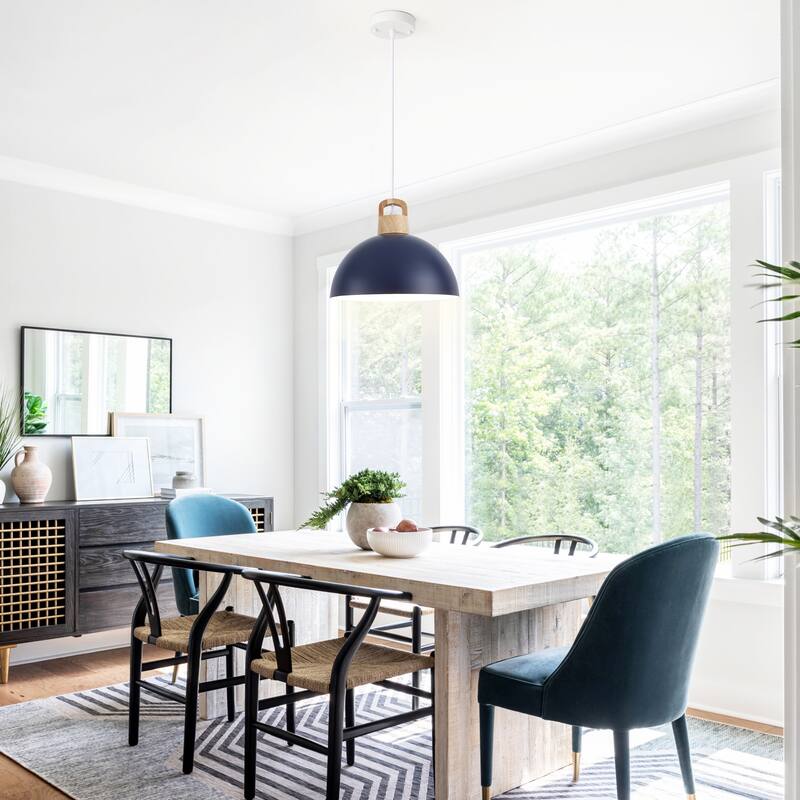 1-Light Rustic Hanging Pendant Light with Metal Shaded for Kitchen Island