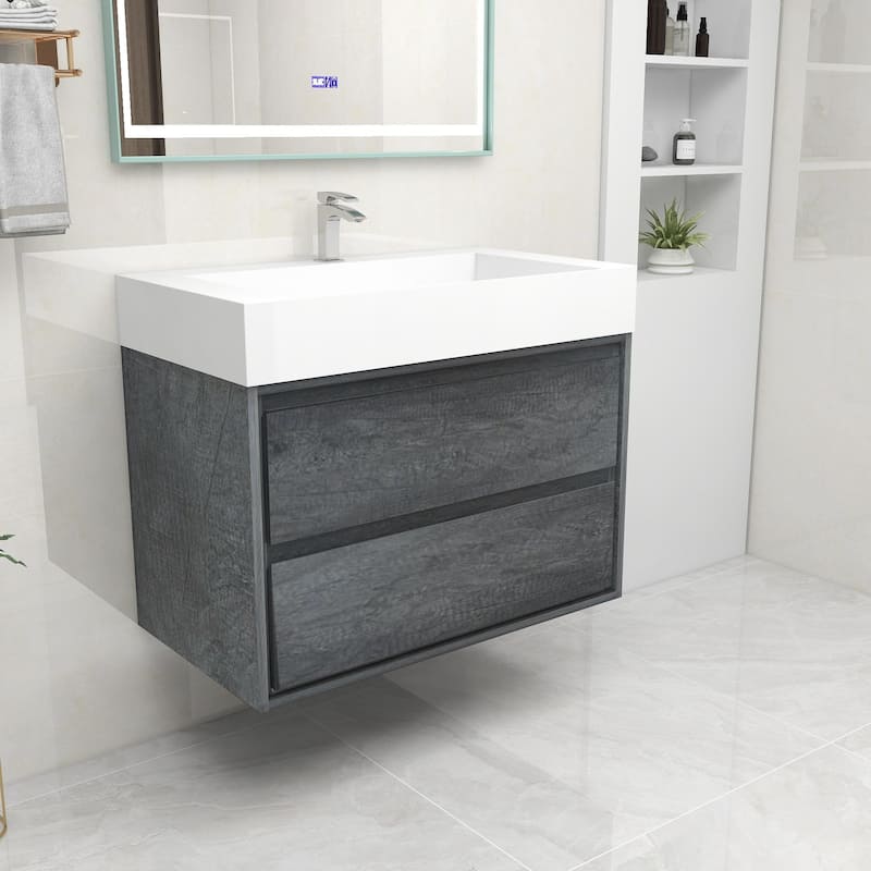 Victoria 36" Wall Mounted Modern Vanity with Acrylic Sink