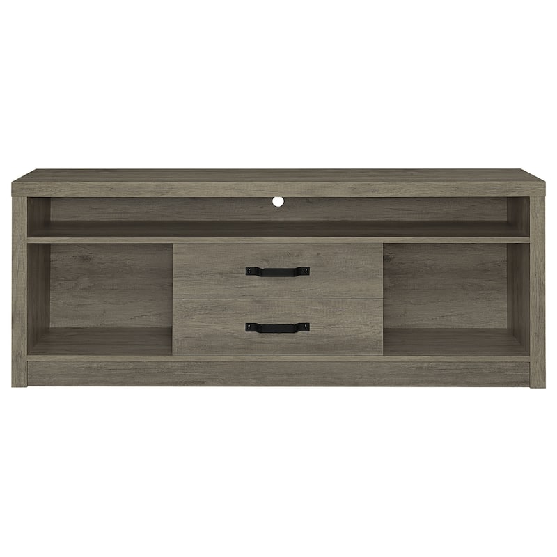 TV Entertainment Console with 2 Media Tower, 8 Compartments, Driftwood Gray