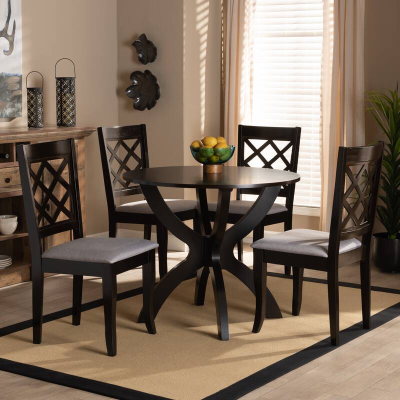 Savina Modern Fabric and Wood 5-Piece Dining Set