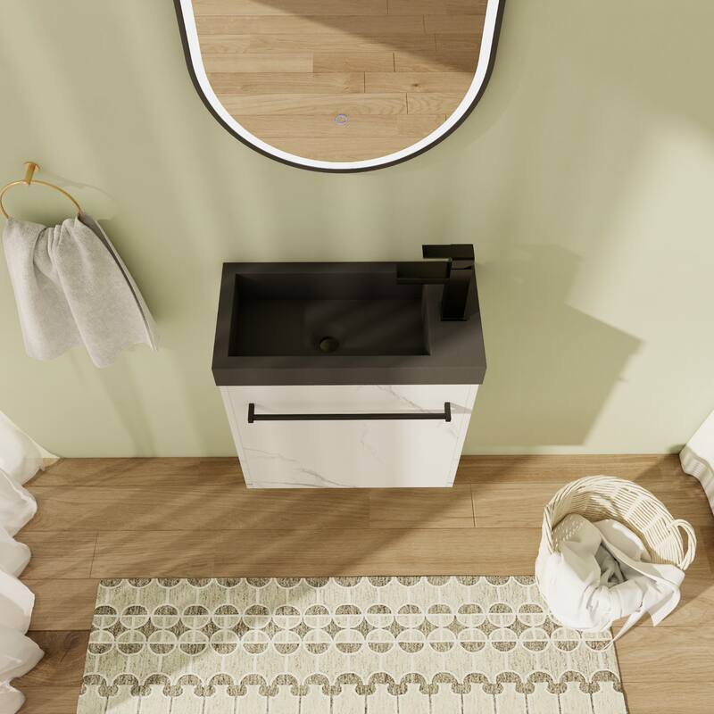 20" Floating Bathroom Vanity with Sink, Mini Wall Mounted Bathroom Vanity with Soft Close Door