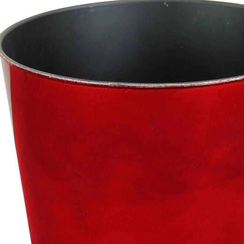 HomeRoots 9" Red Recycled Plastic Indoor Outdoor Round Pot Planter