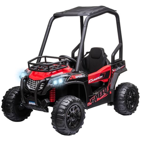 slide 2 of 5, 12V Dual Motor UTV Ride-On - Forward/Reverse, MP3 & Remote Control - Red Red - Kids
