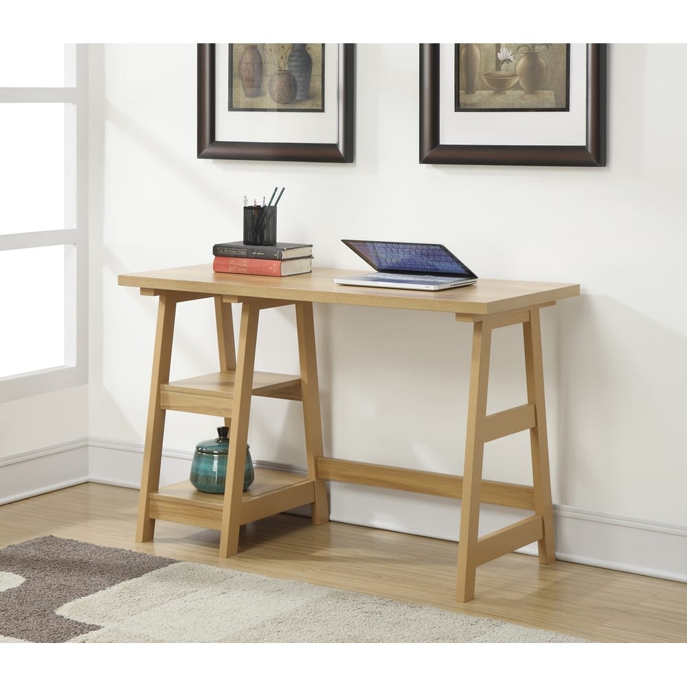 Convenience Concepts Designs2Go Trestle Desk with Shelves
