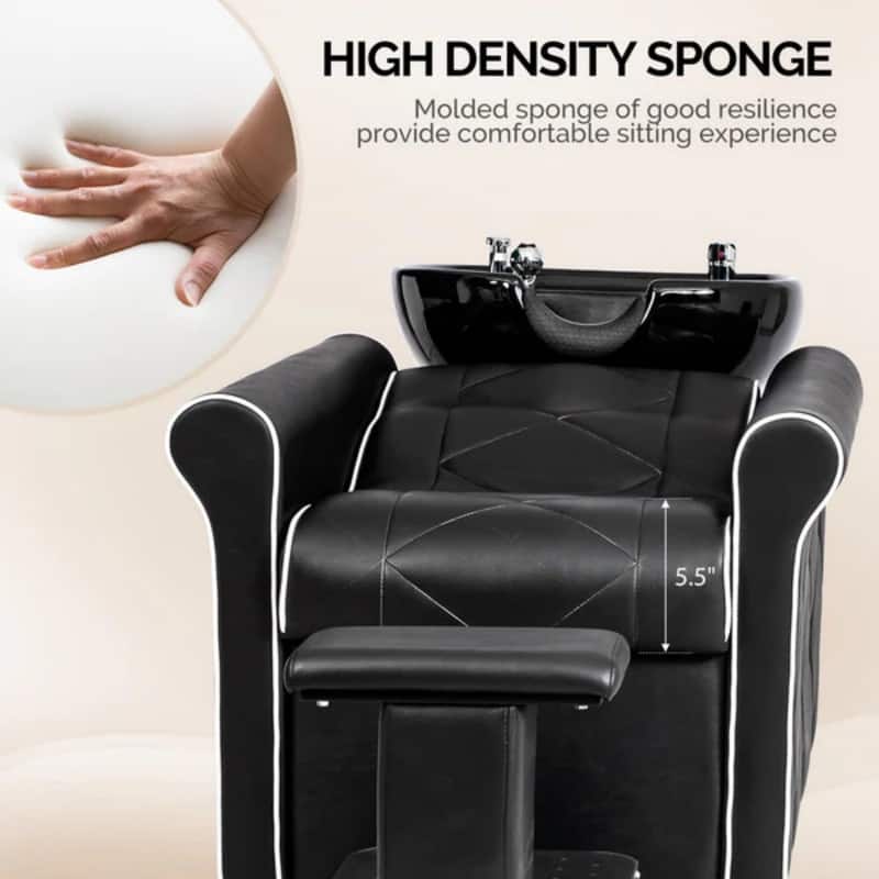 Deluxe Hair Washing Unit with a Large Porcelain Bowl and Indeprndent Ottoman