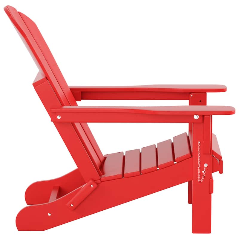 Polytrends Laguna Hdpe All Weather Outdoor Patio Foldable Adirondack Chair With Side Table (2-Piece Set)