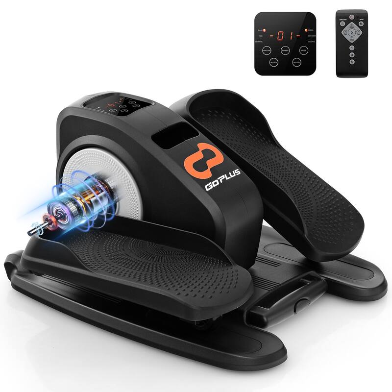 Compact Under Desk Elliptical Machine with Foot Pedals and 5-Speed Adjustable Forward-Backward - Black