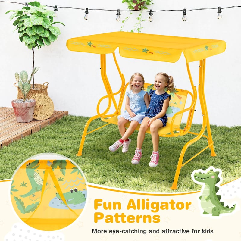 Costway 2-Seater Toddler Porch Swing Chair with Metal Stand Adjustable - See Details