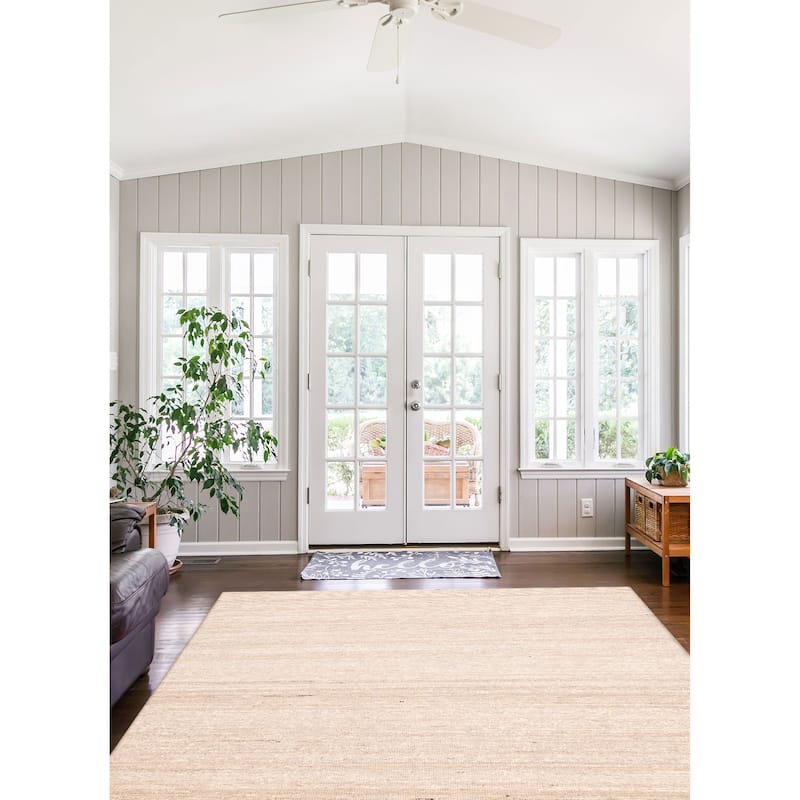 ECARPETGALLERY Braid weave Sienna Cream, Taupe Wool Kilim - 8'5 x 10'0