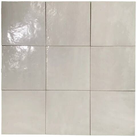 Contemporary Zellige Panels, 12" X 12" X 1/2", Square Off-White