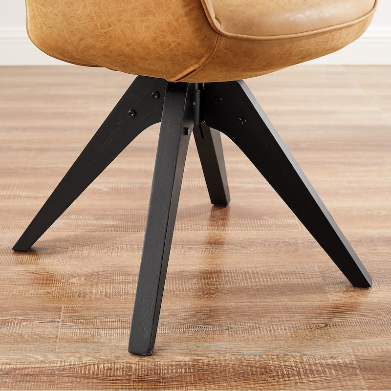 Art Leon Classical Swivel Office Accent Chair with Wood Legs