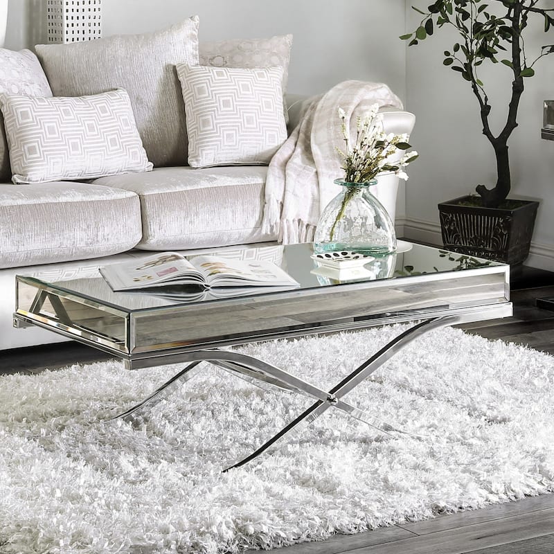 Laja Contemporary Chrome 48-inch Metal Coffee Table by Furniture of America