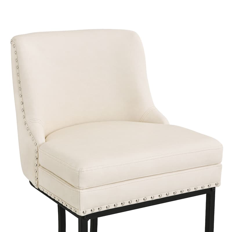 Modern 26" Barstool with Back Metal Frame Stool Counter Height Bar Stools and 6" Thick Cushion for Kitchen Island