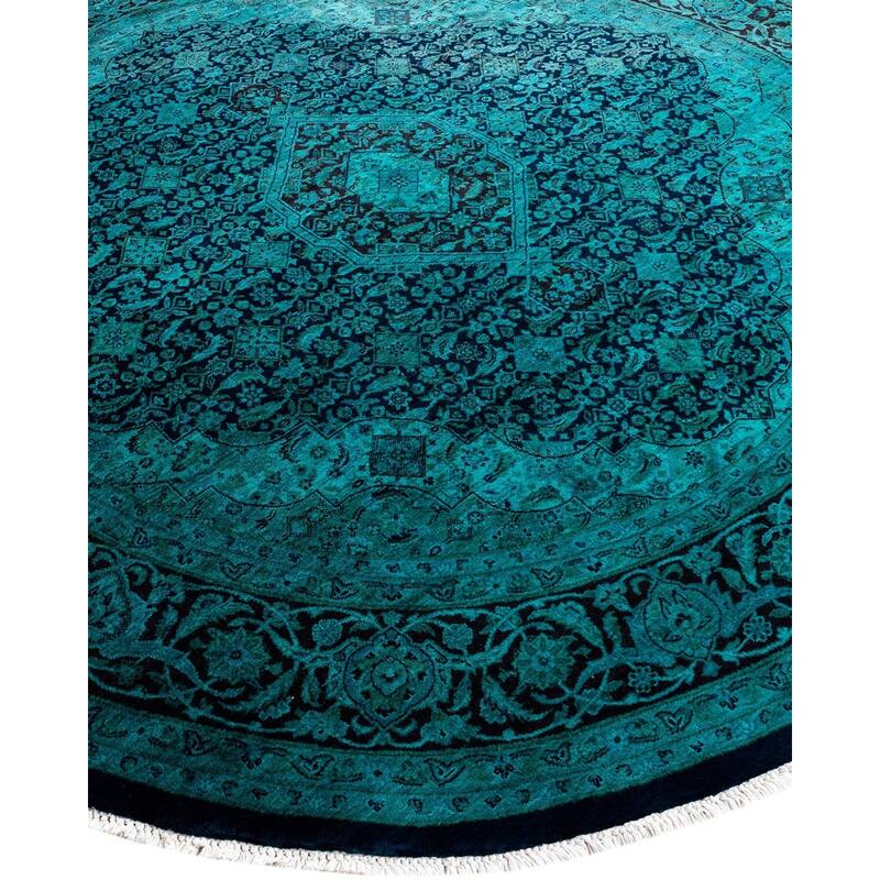 Fine Vibrance, One-of-a-Kind Hand-Knotted Area Rug - Blue, 6' 8" x 6' 9" - 6' 8" x 6' 9"