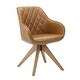 preview thumbnail 67 of 89, Art Leon Classical Swivel Office Accent Chair with Wood Legs Walnut Finished Wood Legs - Light Brown Faux Leather