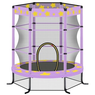 55 Inch Outdoor Indoor Kids Trampoline with Safety Enclosure Net