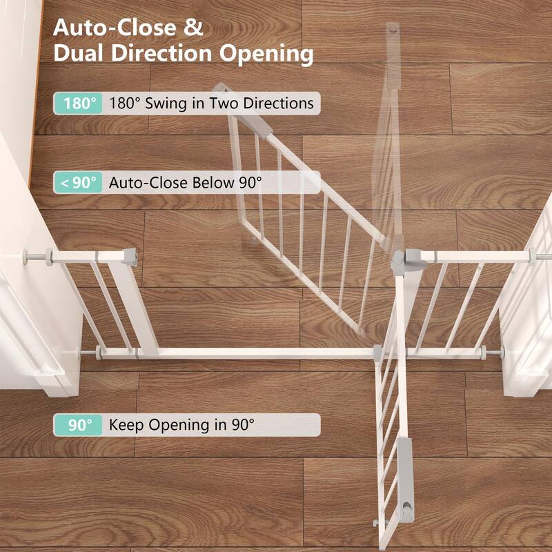 Anmytek Pressure Mounted Metal Safety Gate Auto Close White for Doorways Stairs Baby Pet 29 34 Inch Adjustable