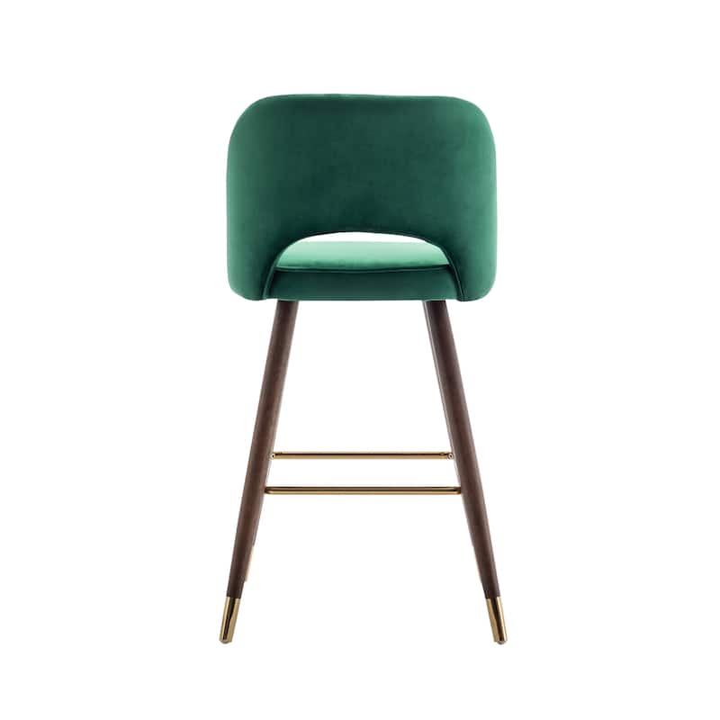 Porthos Home Quint Velvet Upholstered Bar Stools with Rubberwood Legs, Set of 2