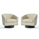 preview thumbnail 73 of 79, 2 Set Tufted PU Vegan Leather Swivel Barrel Chair with Nailheads Trim