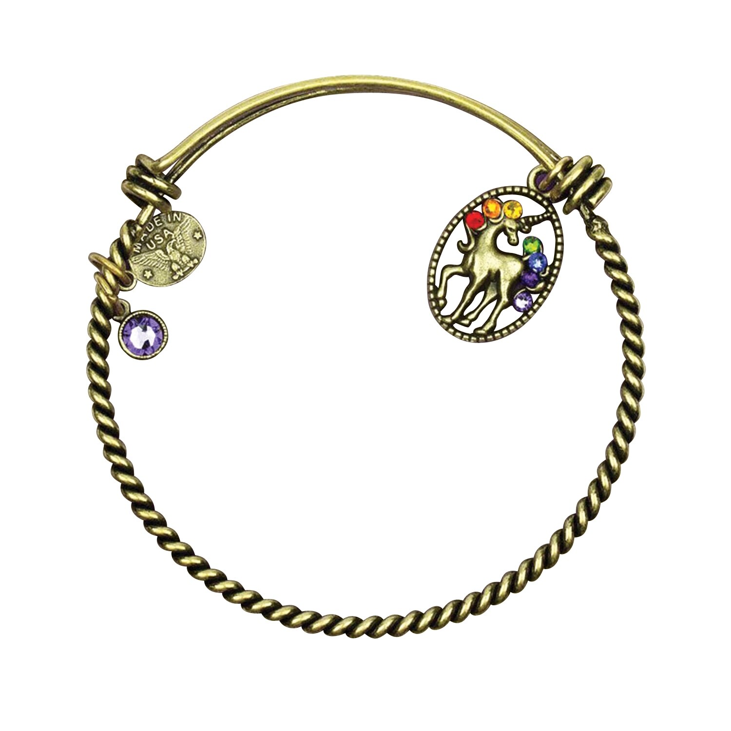 Shop Women S Bangle Bracelet With Rainbow Unicorn Charm Unicorn
