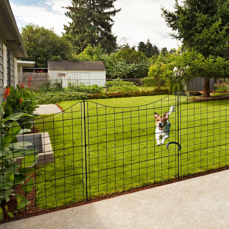 36" x 39" Black Decorative 5-Panel Metal Garden Fence Rustproof Pathway or Flower Bed Border - 36”W x 39”H
