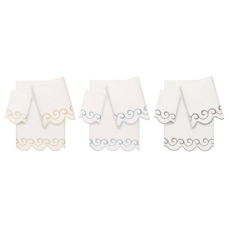Authentic Hotel and Spa 100% Turkish Cotton SIMPLICITY Scallop Embellished Towel Collection