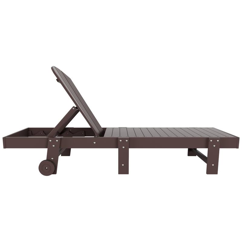 Polytrends Laguna Hdpe All Weather Outdoor Patio Pool Reclining Armless Chaise Lounge With Wheels (Set Of 2)