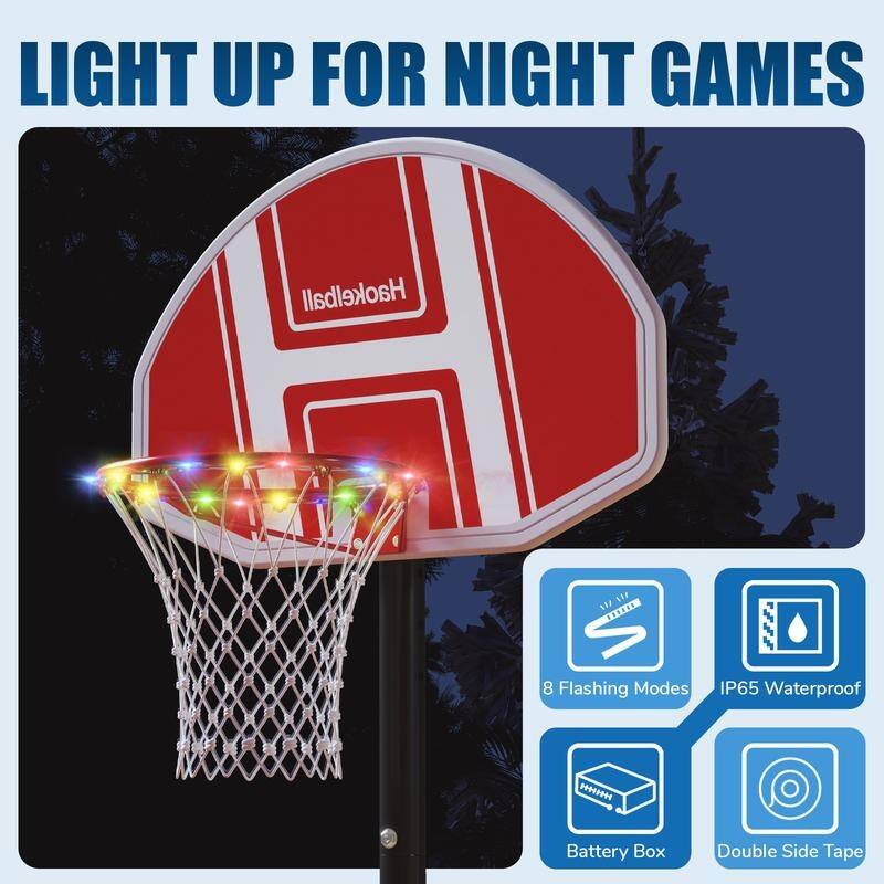 Adjustable Poolside Basketball Hoop with Light 45''-59'' Includes 2 Balls and Pump