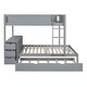preview thumbnail 11 of 15, Full-Over-Full Bunk Bed Trundle, Desk, USB Ports, Drawers - Gray